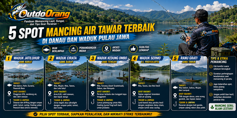 5 Spot Mancing Air Tawar Terbaik di Danau dan Waduk Pulau Jawa