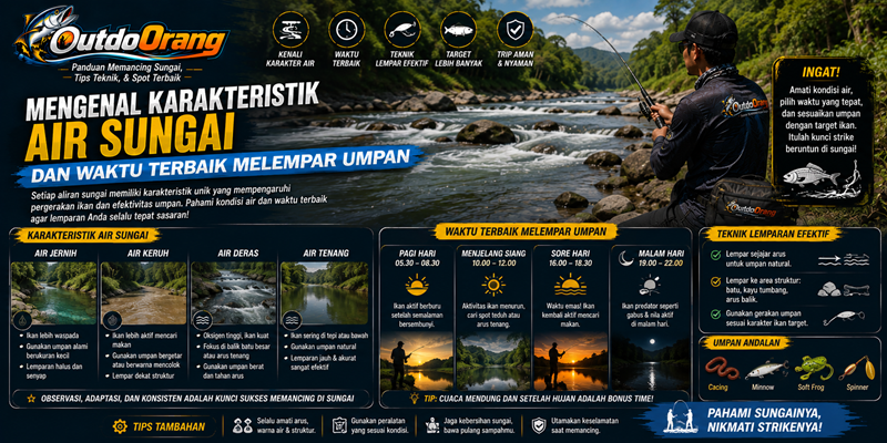 Mengenal Karakteristik Air Sungai dan Waktu Terbaik Melempar Umpan