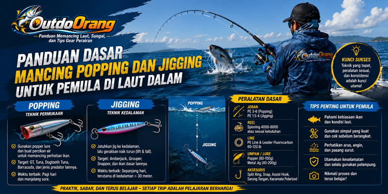 Panduan Dasar Mancing Popping dan Jigging untuk Pemula di Laut Dalam