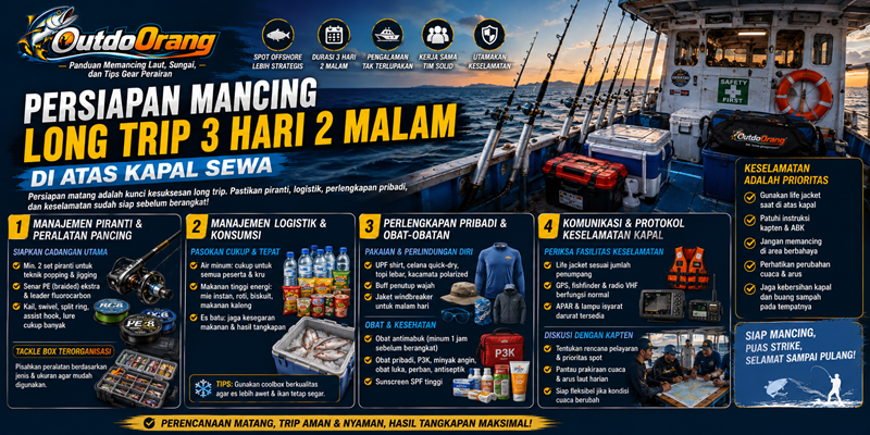 Persiapan Mancing Long Trip 3 Hari 2 Malam di Atas Kapal Sewa