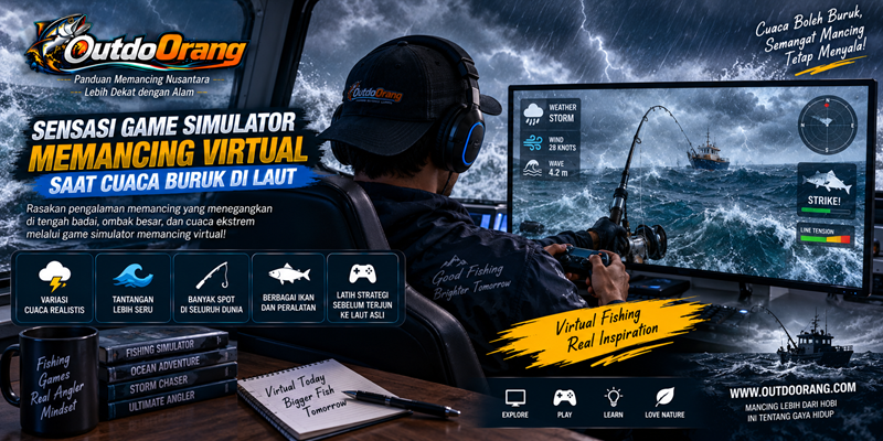 Sensasi Game Simulator Memancing Virtual saat Cuaca Buruk di Laut